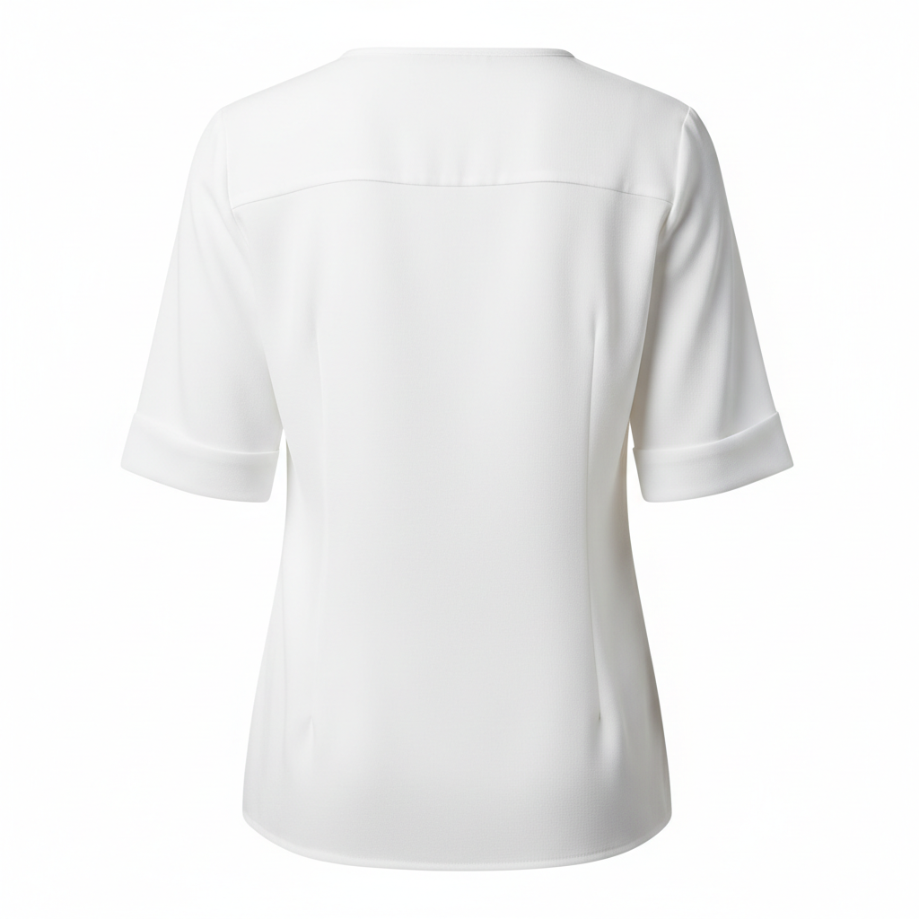 Chemise blanche manches courtes femme - vue de dos