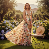 Robe d'été fleurie femme - lifestyle jardin